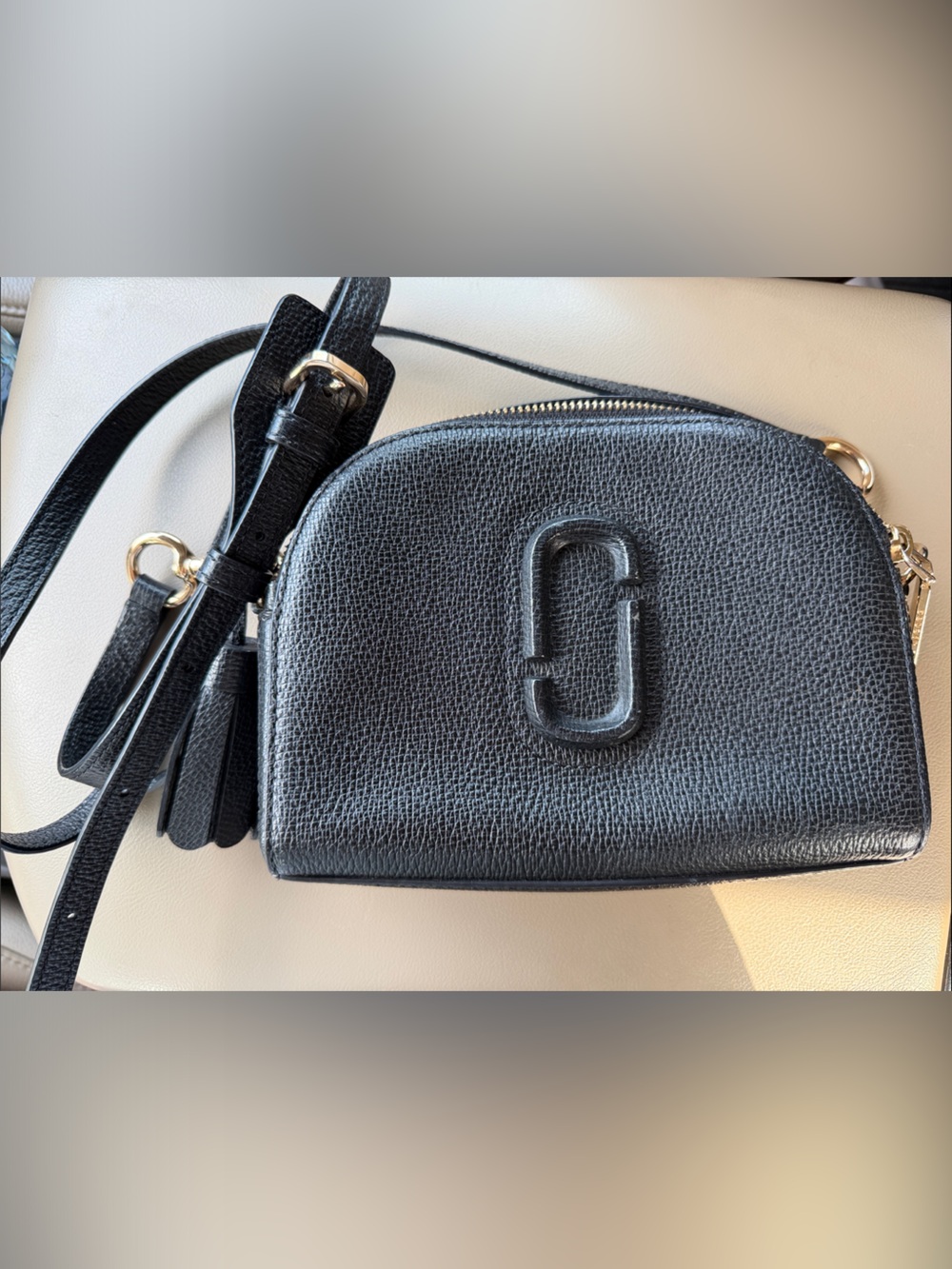 Marc Jacobs Black Pebbled Leather Camera Crossbody with Double-J Logo